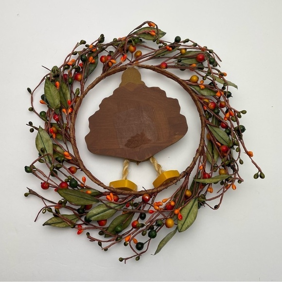 Thanksgiving Wooden Folk Rt Turkey Wreath Wall Door Decor - Picture 3 of 6